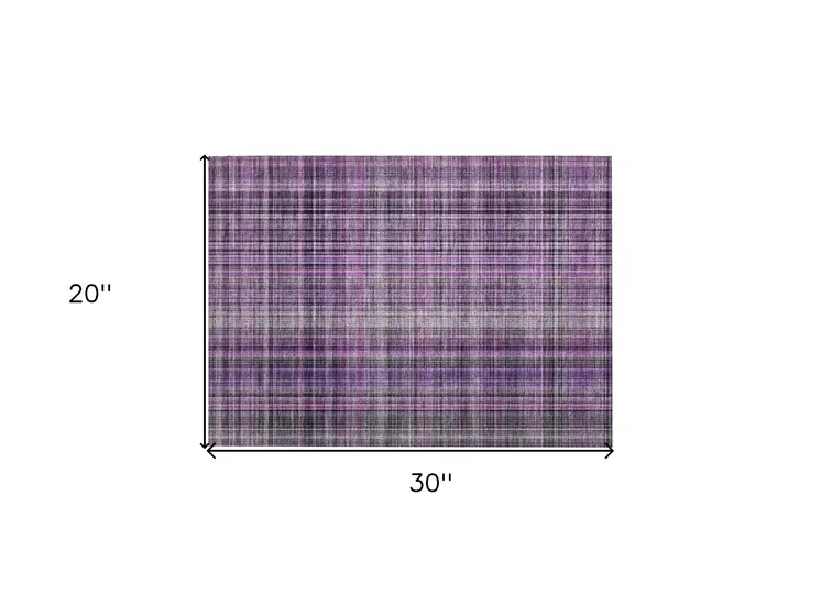 2' X 3' Purple Plaid Washable Non Skid Indoor Outdoor Area Rug