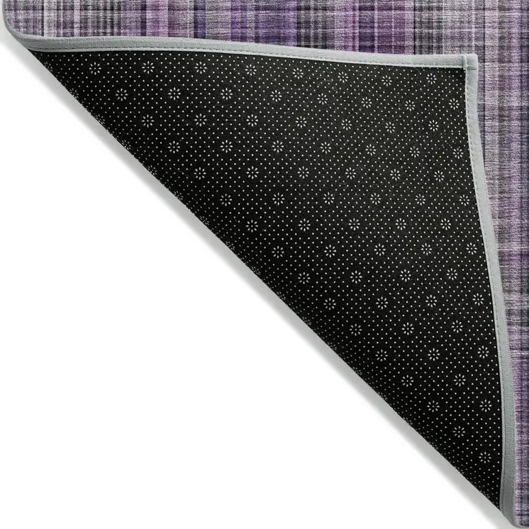 8' Runner Purple Plaid Washable Non Skid Indoor Outdoor Runner Rug