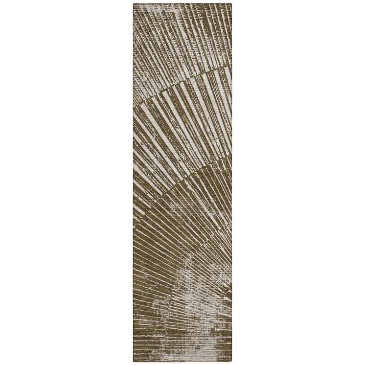 8' Runner Chocolate Abstract Washable Non Skid Indoor Outdoor Runner Rug