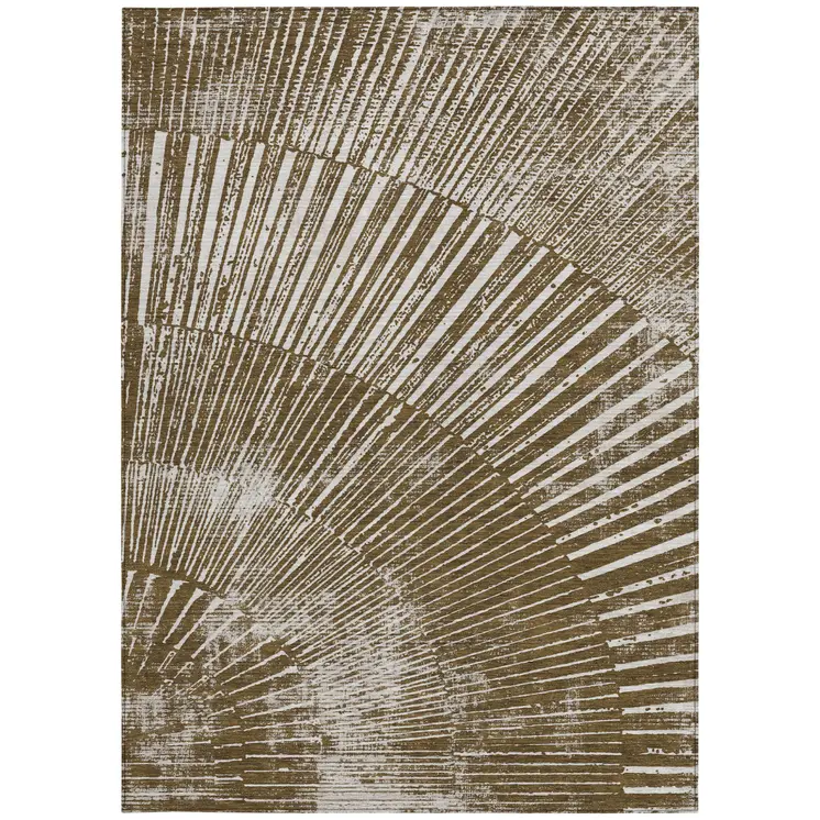 10' X 14' Chocolate Abstract Washable Non Skid Indoor Outdoor Area Rug