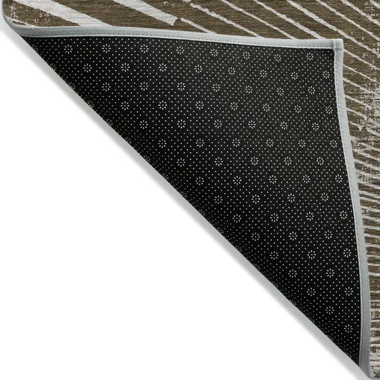 10' X 14' Chocolate Abstract Washable Non Skid Indoor Outdoor Area Rug