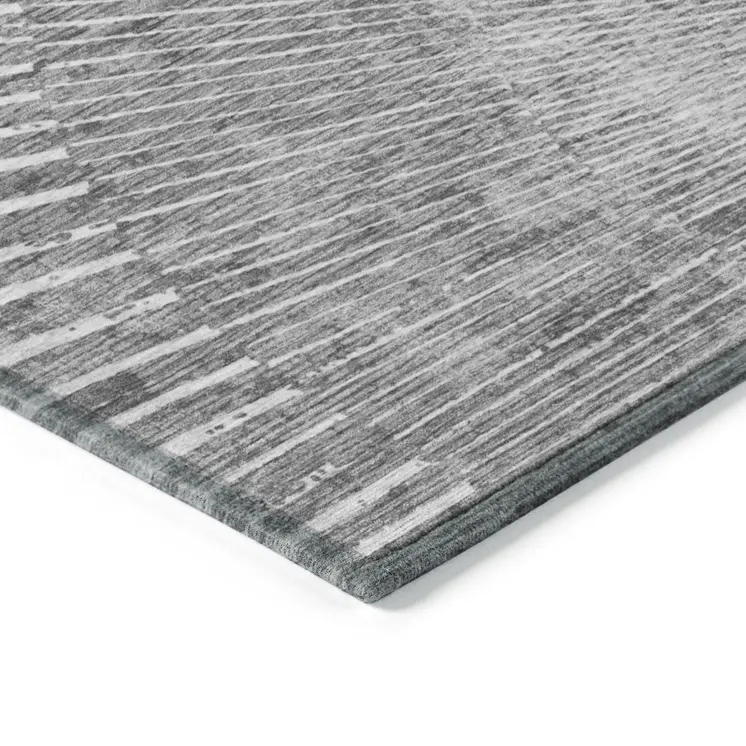 8' Round Gray and Ivory Round Abstract Washable Non Skid Indoor Outdoor Area Rug