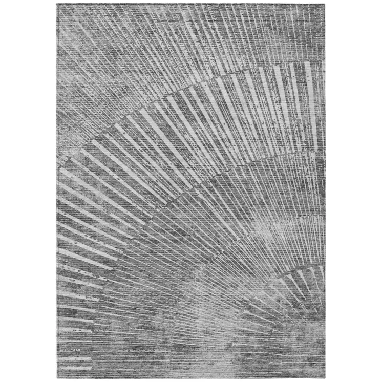 10' X 14' Gray and Ivory Abstract Washable Non Skid Indoor Outdoor Area Rug