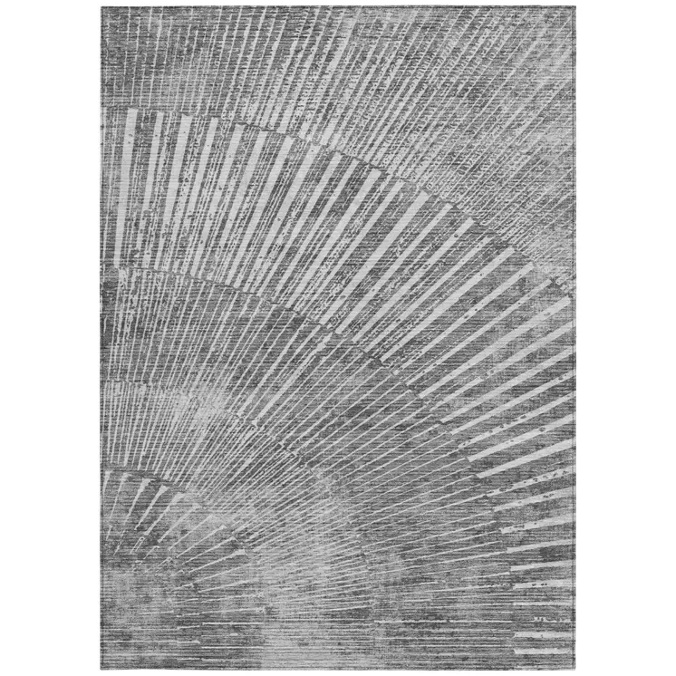 10' X 14' Gray and Ivory Abstract Washable Non Skid Indoor Outdoor Area Rug