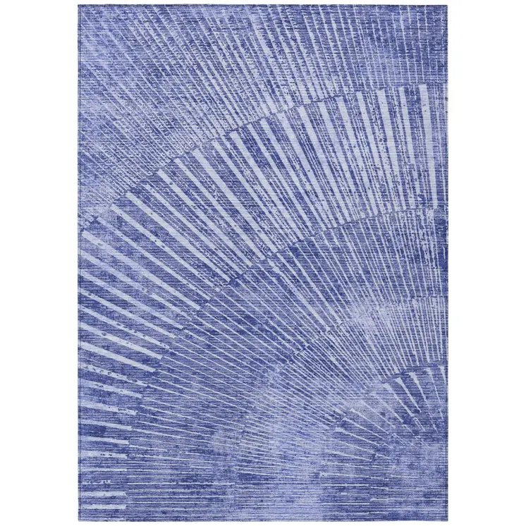 3' X 5' Navy Blue Abstract Washable Non Skid Indoor Outdoor Area Rug