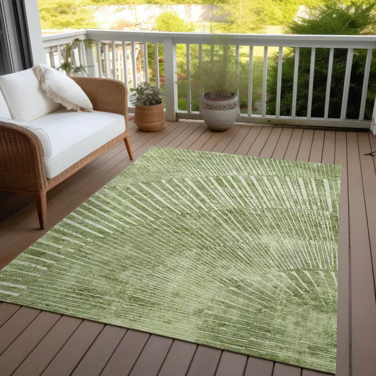 3' X 5' Sage Abstract Washable Non Skid Indoor Outdoor Area Rug