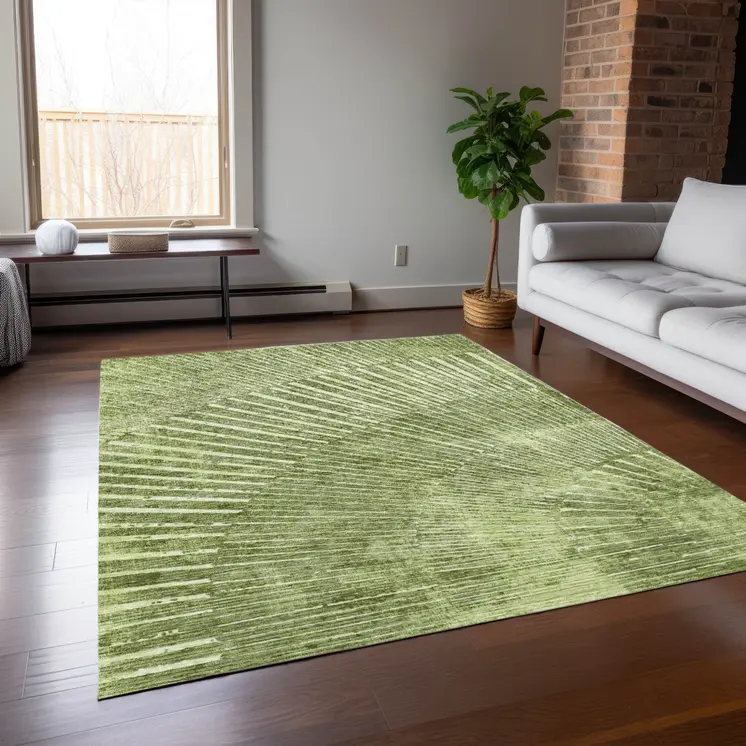 3' X 5' Sage Abstract Washable Non Skid Indoor Outdoor Area Rug