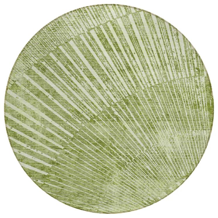 8' Round Sage Round Abstract Washable Non Skid Indoor Outdoor Area Rug