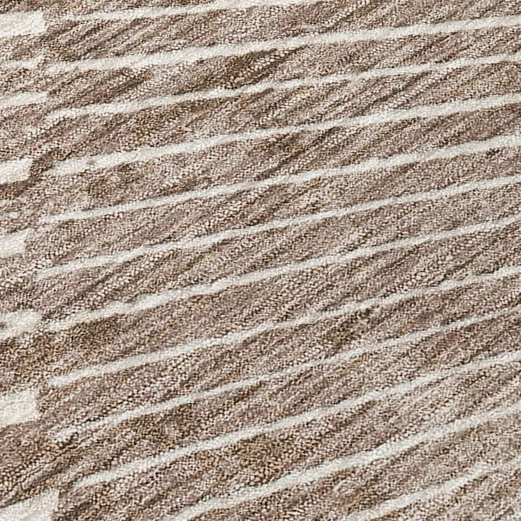 8' Runner Taupe and Ivory Abstract Washable Non Skid Indoor Outdoor Runner Rug