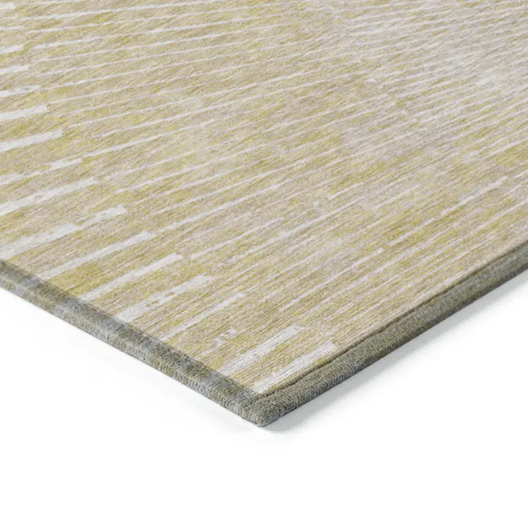 8' Runner Wheat Abstract Washable Non Skid Indoor Outdoor Runner Rug