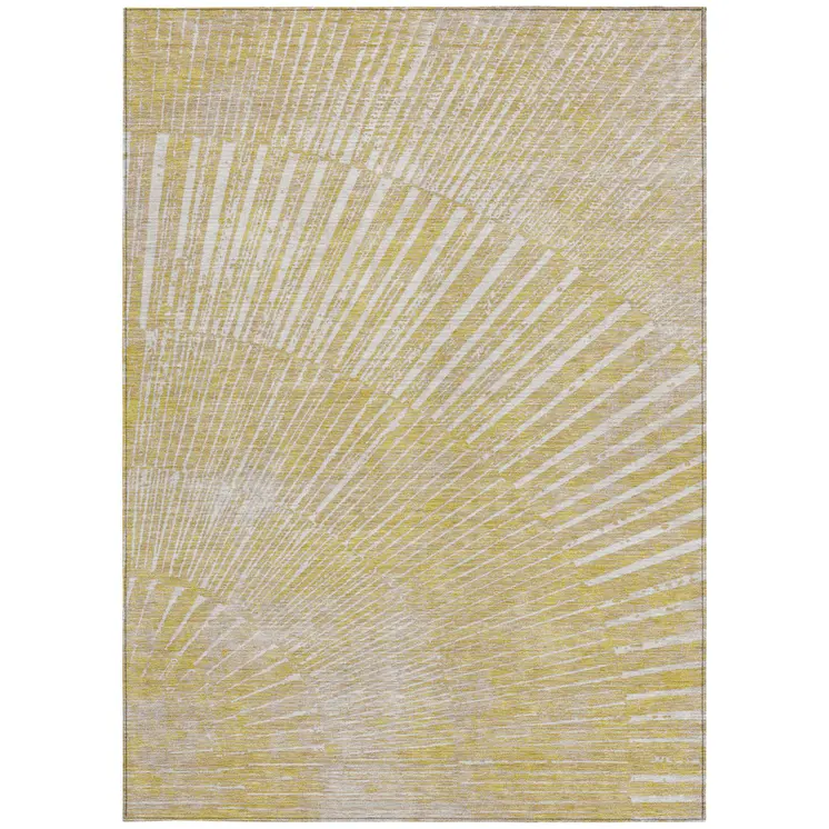 5' X 8' Wheat Abstract Washable Non Skid Indoor Outdoor Area Rug