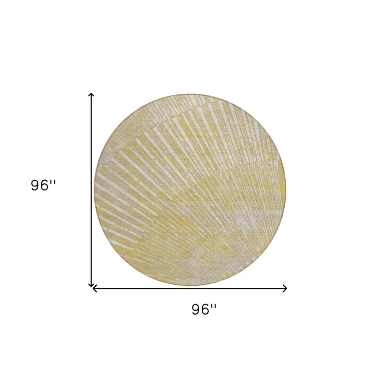 8' Round Wheat Round Abstract Washable Non Skid Indoor Outdoor Area Rug