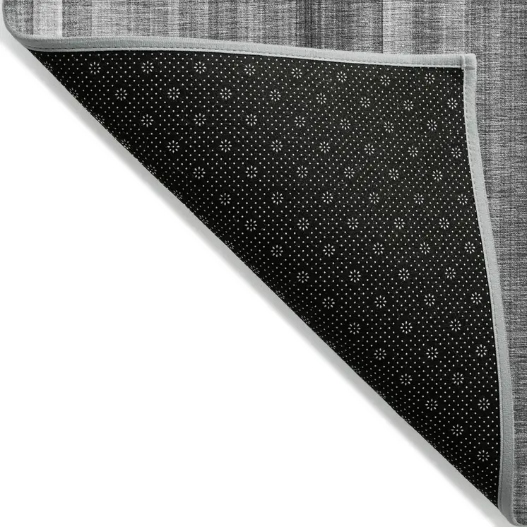 8' X 10' Gray Striped Washable Non Skid Indoor Outdoor Area Rug