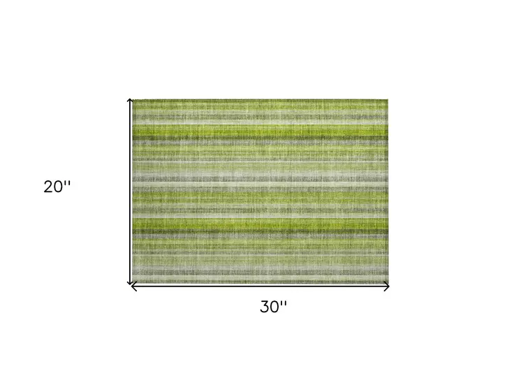 2' X 3' Green Striped Washable Non Skid Indoor Outdoor Area Rug