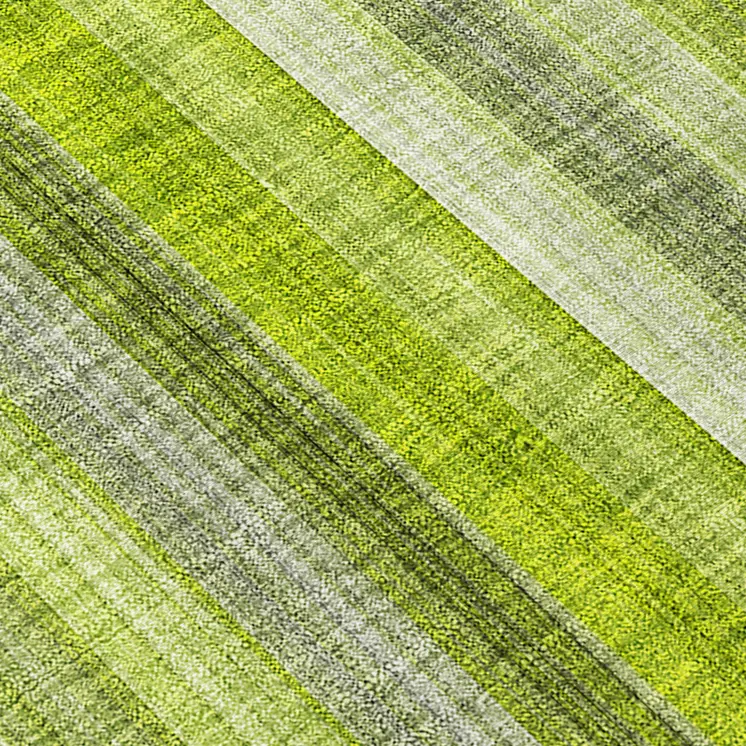 2' X 8' Green Striped Washable Non Skid Indoor Outdoor Runner Rug