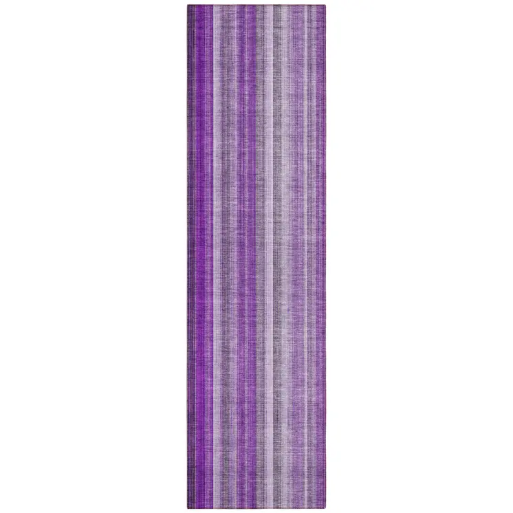 8' Runner Purple Striped Washable Non Skid Indoor Outdoor Runner Rug