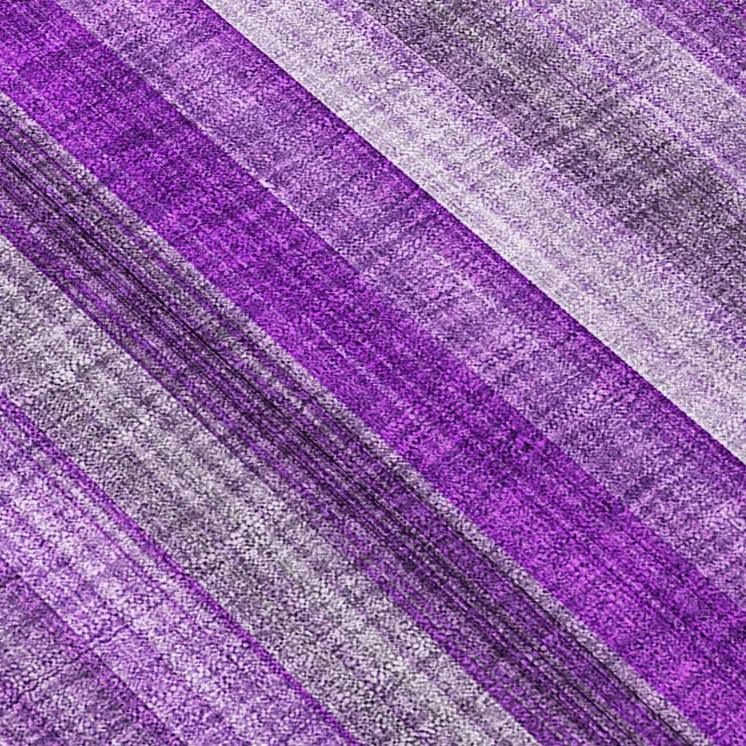 8' Runner Purple Striped Washable Non Skid Indoor Outdoor Runner Rug