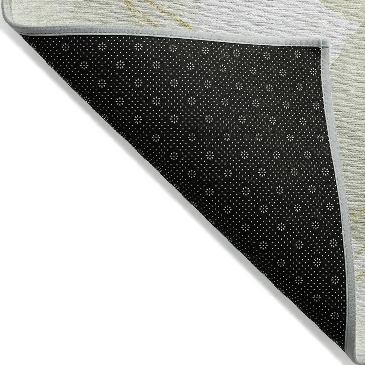10' X 14' Green And Ivory Abstract Washable Indoor Outdoor Area Rug