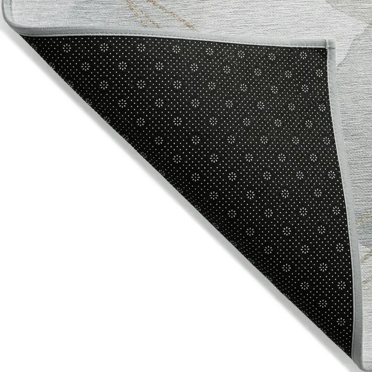 10' X 14' Ivory Blue And Gray Abstract Washable Indoor Outdoor Area Rug