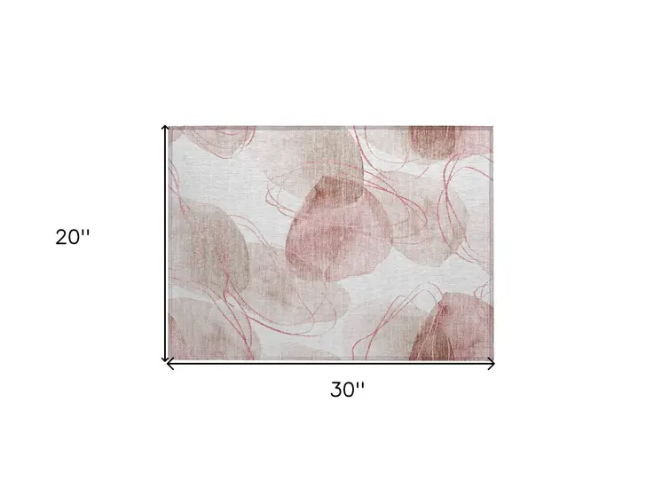 2' X 3' Merlot and Ivory Abstract Washable Non Skid Indoor Outdoor Area Rug