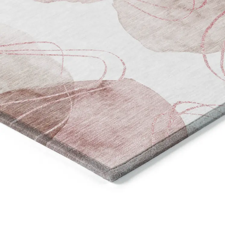 5' X 8' Merlot and Ivory Abstract Washable Non Skid Indoor Outdoor Area Rug