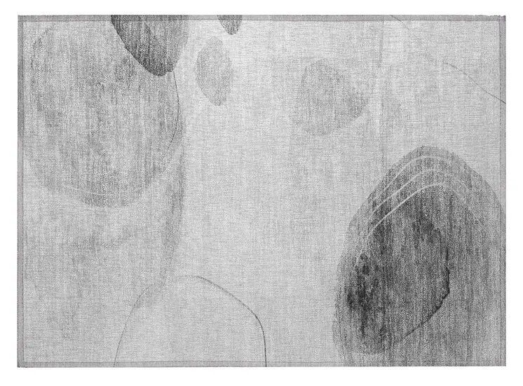 2' X 3' Gray and Light Gray Abstract Washable Non Skid Indoor Outdoor Area Rug