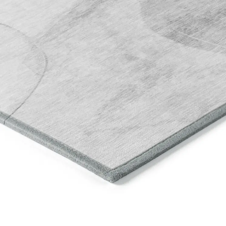 8' Round Gray and Light Gray Round Abstract Washable Non Skid Indoor Outdoor Area Rug