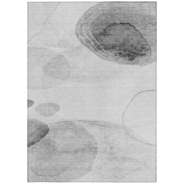 8' X 10' Gray and Light Gray Abstract Washable Non Skid Indoor Outdoor Area Rug
