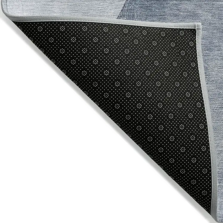 8' X 10' Blue Gray and Black Abstract Washable Non Skid Indoor Outdoor Area Rug