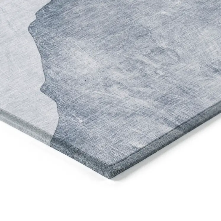 10' X 14' Blue Gray and Black Abstract Washable Non Skid Indoor Outdoor Area Rug