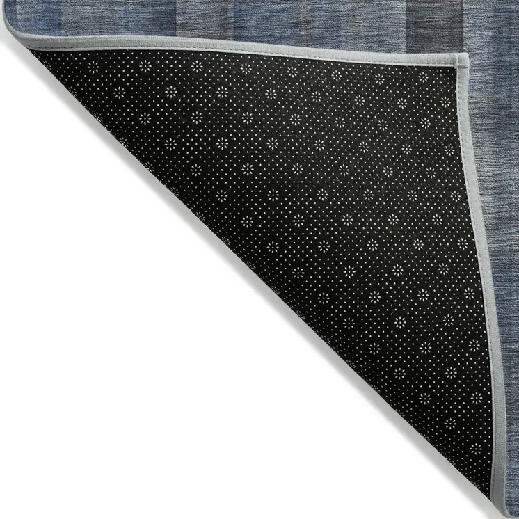 5' X 8' Blue Plaid Washable Non Skid Indoor Outdoor Area Rug