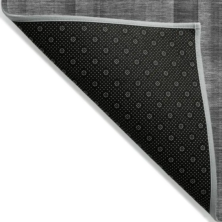 10' X 14' Gray Plaid Washable Non Skid Indoor Outdoor Area Rug