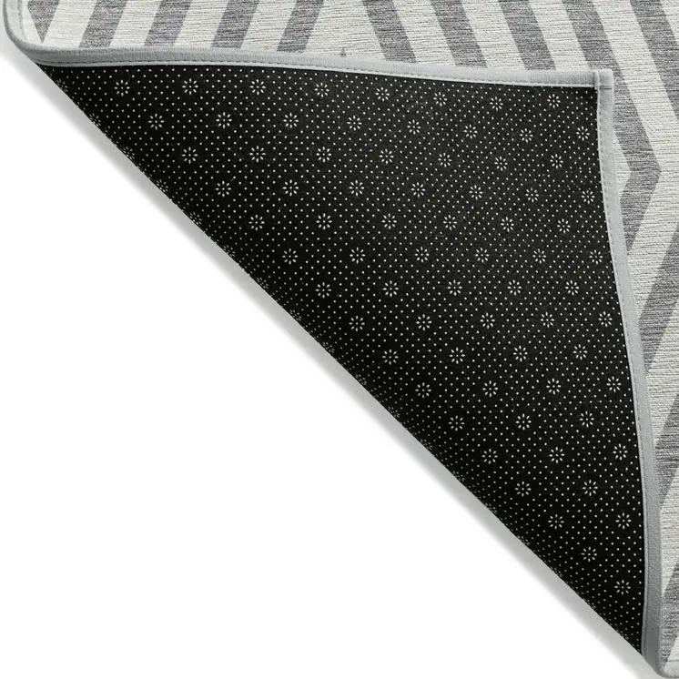 10' X 14' Gray And Ivory Geometric Washable Indoor Outdoor Area Rug