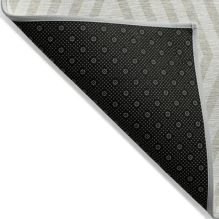 8' X 10' Beige and Ivory Geometric Washable Non Skid Indoor Outdoor Area Rug