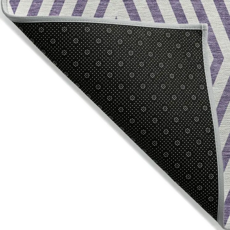 9' X 12' Purple and White Geometric Washable Non Skid Indoor Outdoor Area Rug