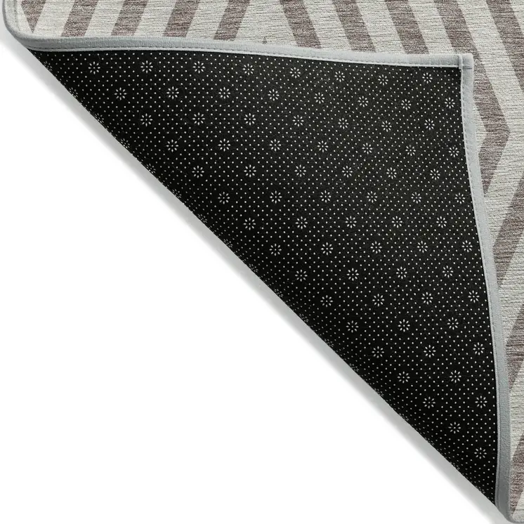 10' X 14' Taupe and Ivory Geometric Washable Non Skid Indoor Outdoor Area Rug