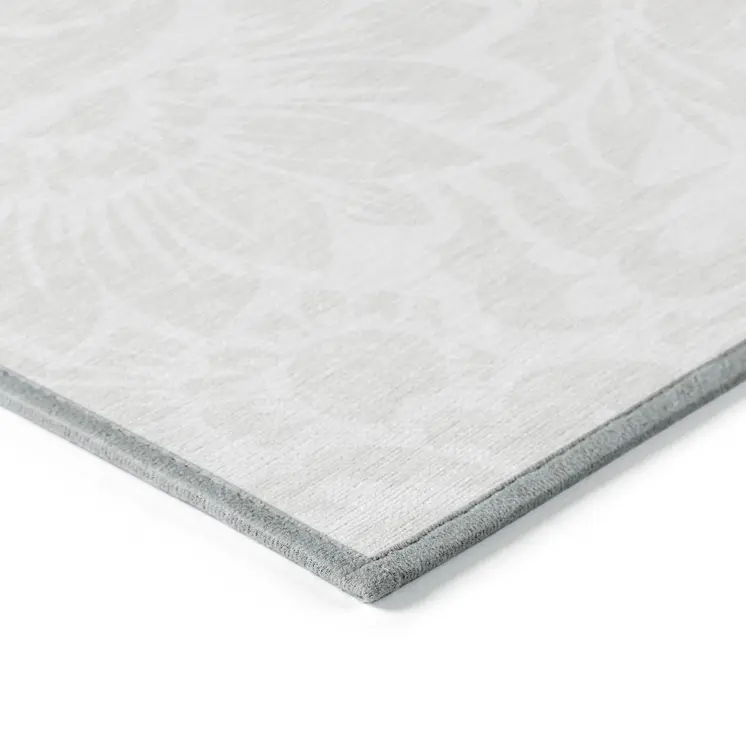 9' X 12' Ivory Floral Washable Non Skid Indoor Outdoor Area Rug