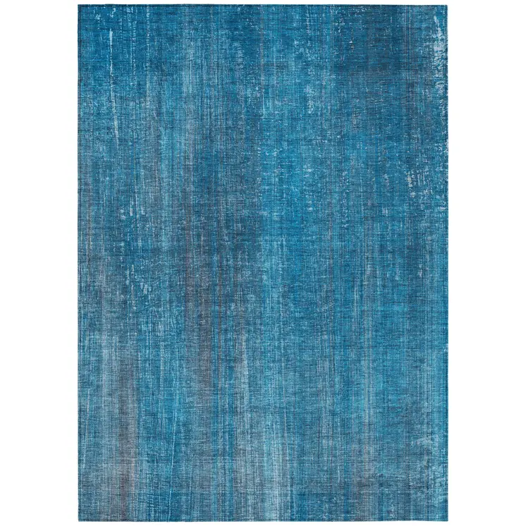 3' X 5' Blue Striped Washable Non Skid Indoor Outdoor Area Rug