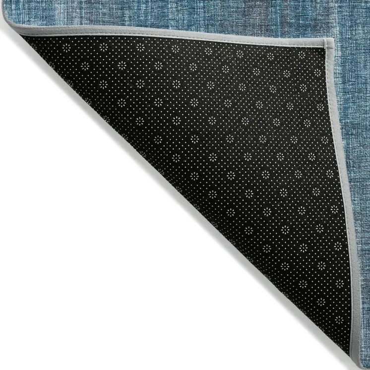 10' X 14' Blue Striped Washable Non Skid Indoor Outdoor Area Rug