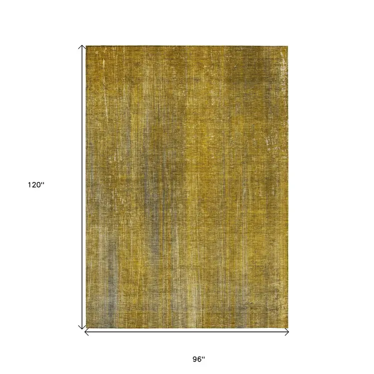 8' X 10' Chocolate Striped Washable Non Skid Indoor Outdoor Area Rug