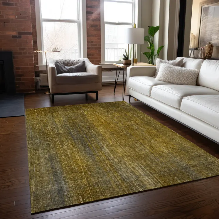 10' X 14' Chocolate Striped Washable Non Skid Indoor Outdoor Area Rug