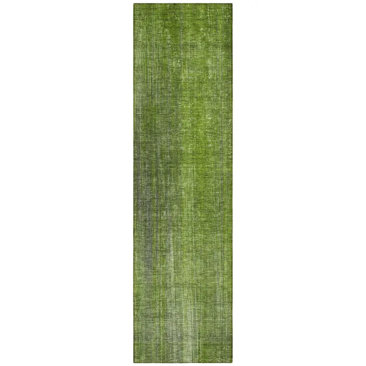 8' Runner Green Striped Washable Non Skid Indoor Outdoor Runner Rug