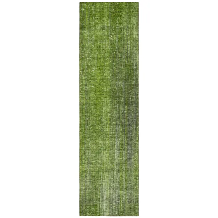 8' Runner Green Striped Washable Non Skid Indoor Outdoor Runner Rug