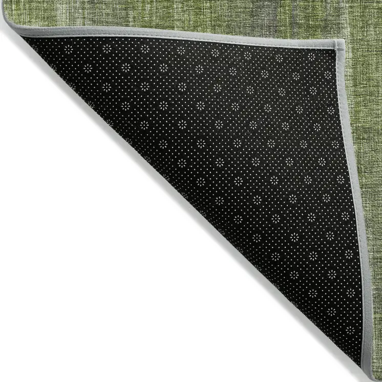 8' Round Green Round Striped Washable Non Skid Indoor Outdoor Area Rug