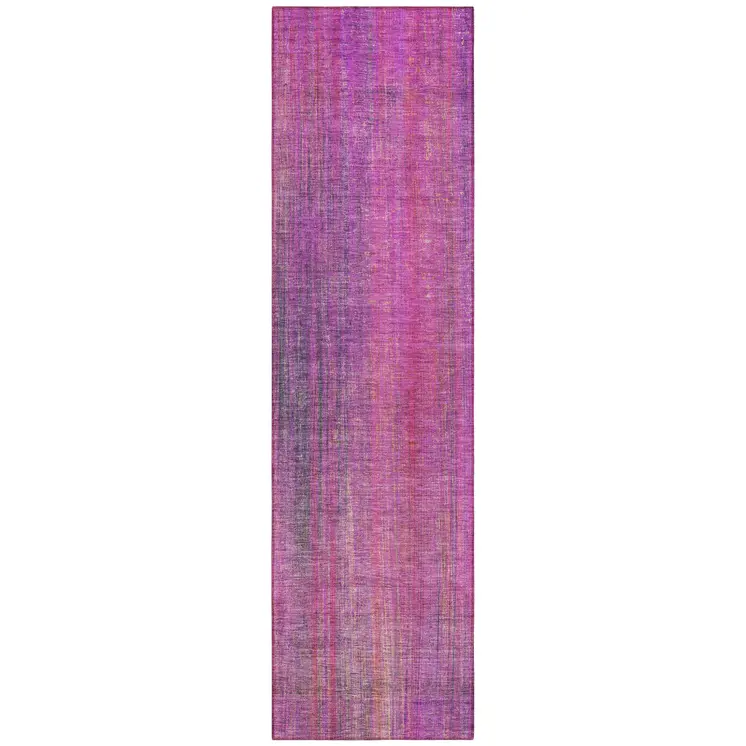 8' Runner Lilac Striped Washable Non Skid Indoor Outdoor Runner Rug