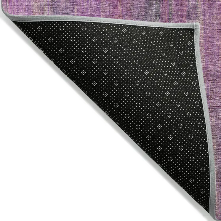 8' Runner Lilac Striped Washable Non Skid Indoor Outdoor Runner Rug