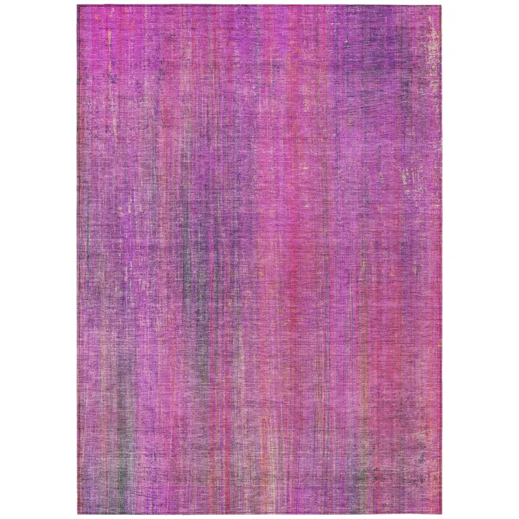 9' X 12' Lilac Striped Washable Non Skid Indoor Outdoor Area Rug