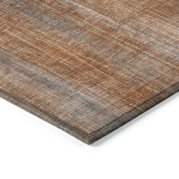 5' X 8' Orange Striped Washable Non Skid Indoor Outdoor Area Rug