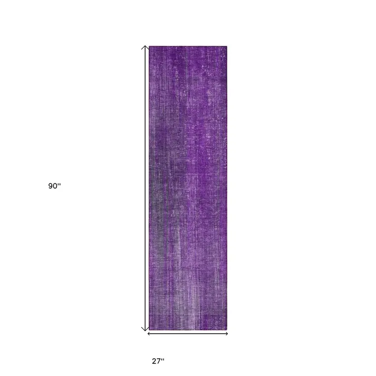 8' Runner Purple Striped Washable Non Skid Indoor Outdoor Runner Rug