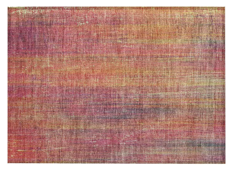 2' X 3' Red and Orange Striped Washable Non Skid Indoor Outdoor Area Rug